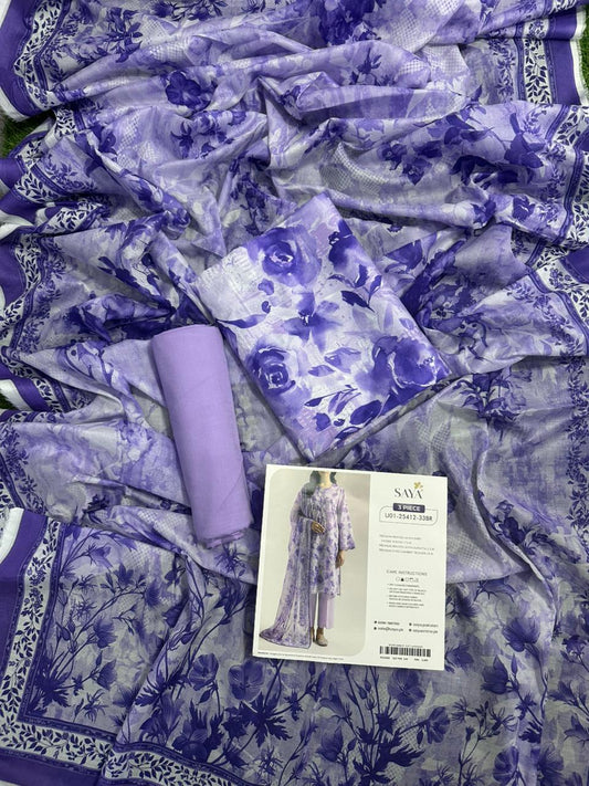 Saya Lavender 3PCs Printed Lawn Unstitched Collection