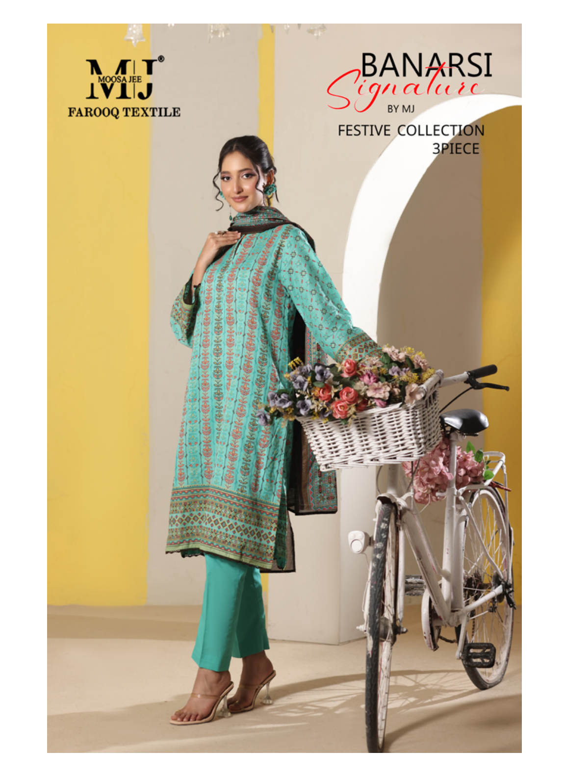 BANARSI BY MJ SIGNATURE DIGITAL PRINTED 3PC LAWN COLLECTION Design #D-A0301-03