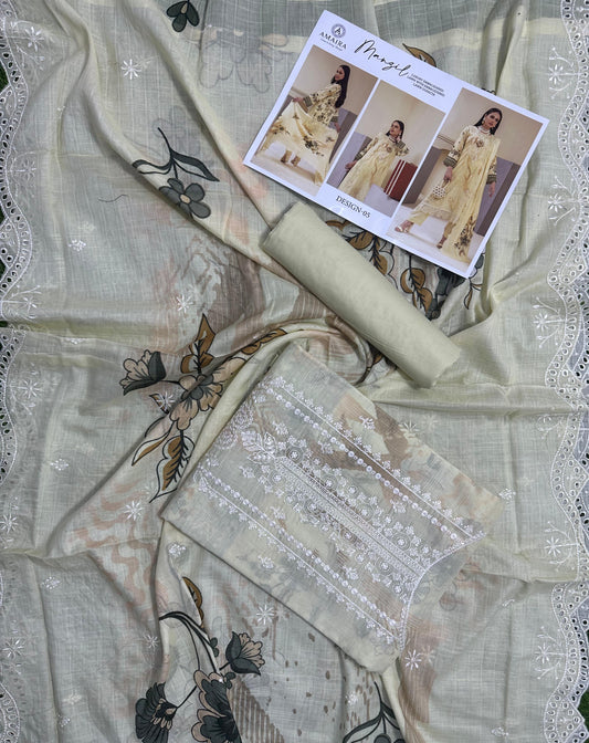 Amaira Manzil Luxury Embroidered Lawn 3 Piece Unstitched Collection