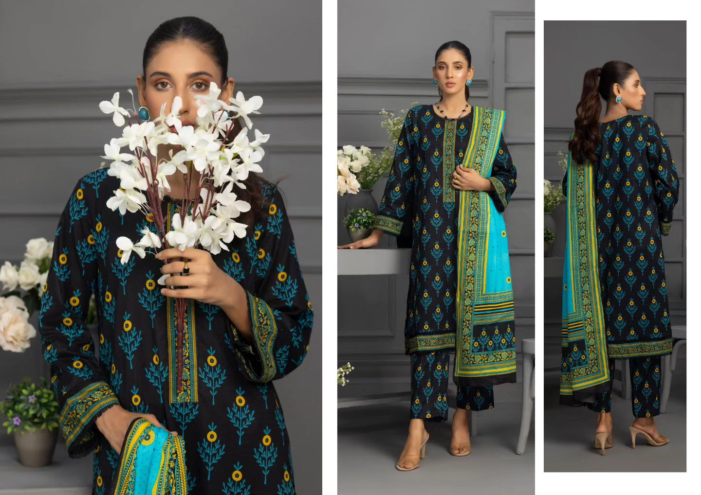 RABEA IDENTIC  Digital Premium Printed 3 Piece 
By SHARIQ TEXTILE