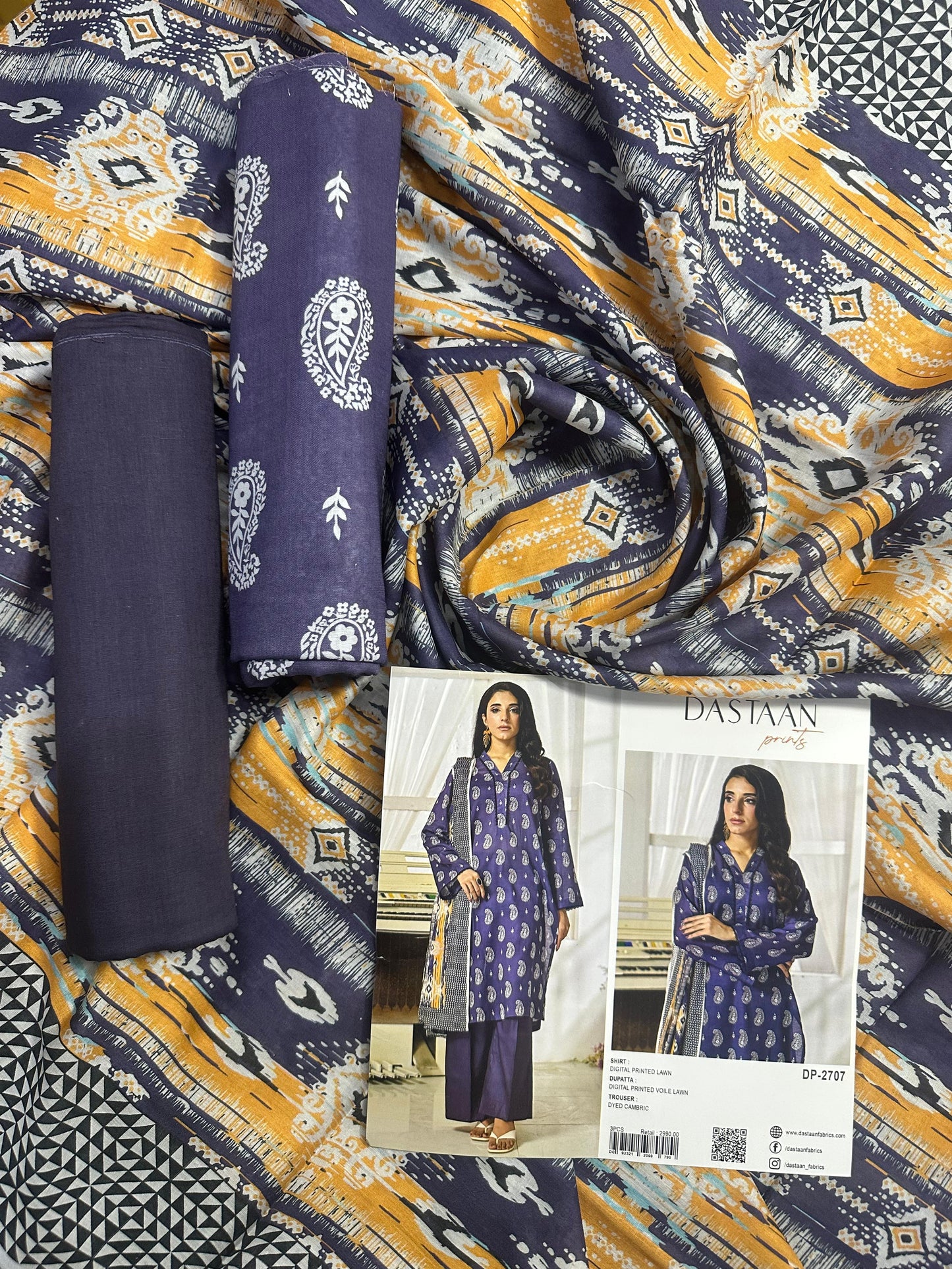 DASTAN Original Lawn 3 Piece Unstitched Collection Design No: 2707