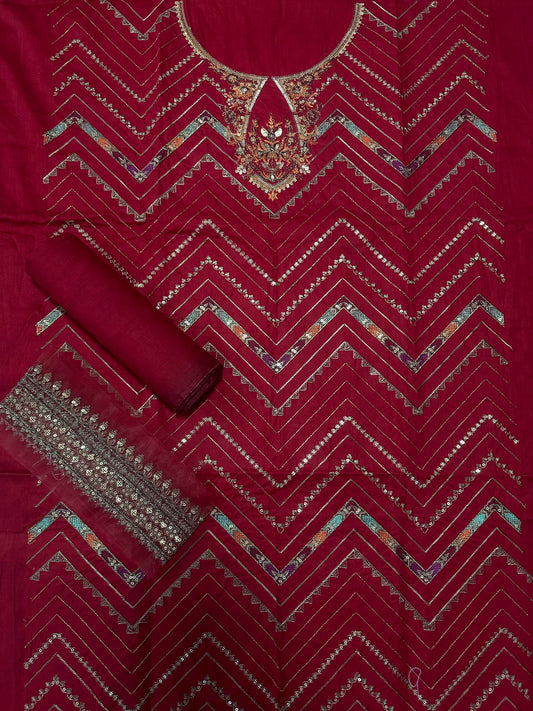 MARIA B–2PC Red Emb Lawn Collection