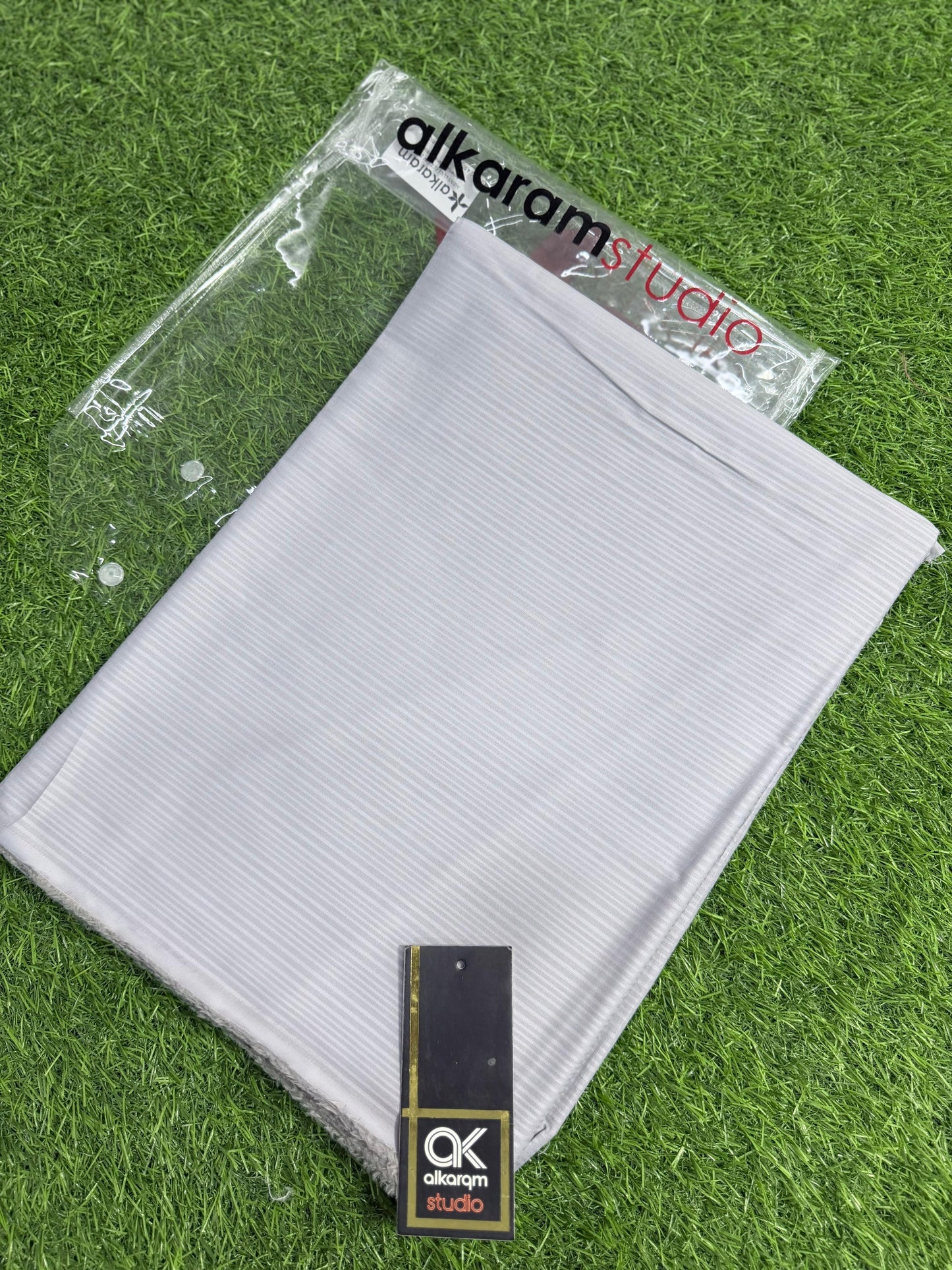 ALKARAM Egyptian Cotton Gents Suits ♥️👔White Self-Stripe