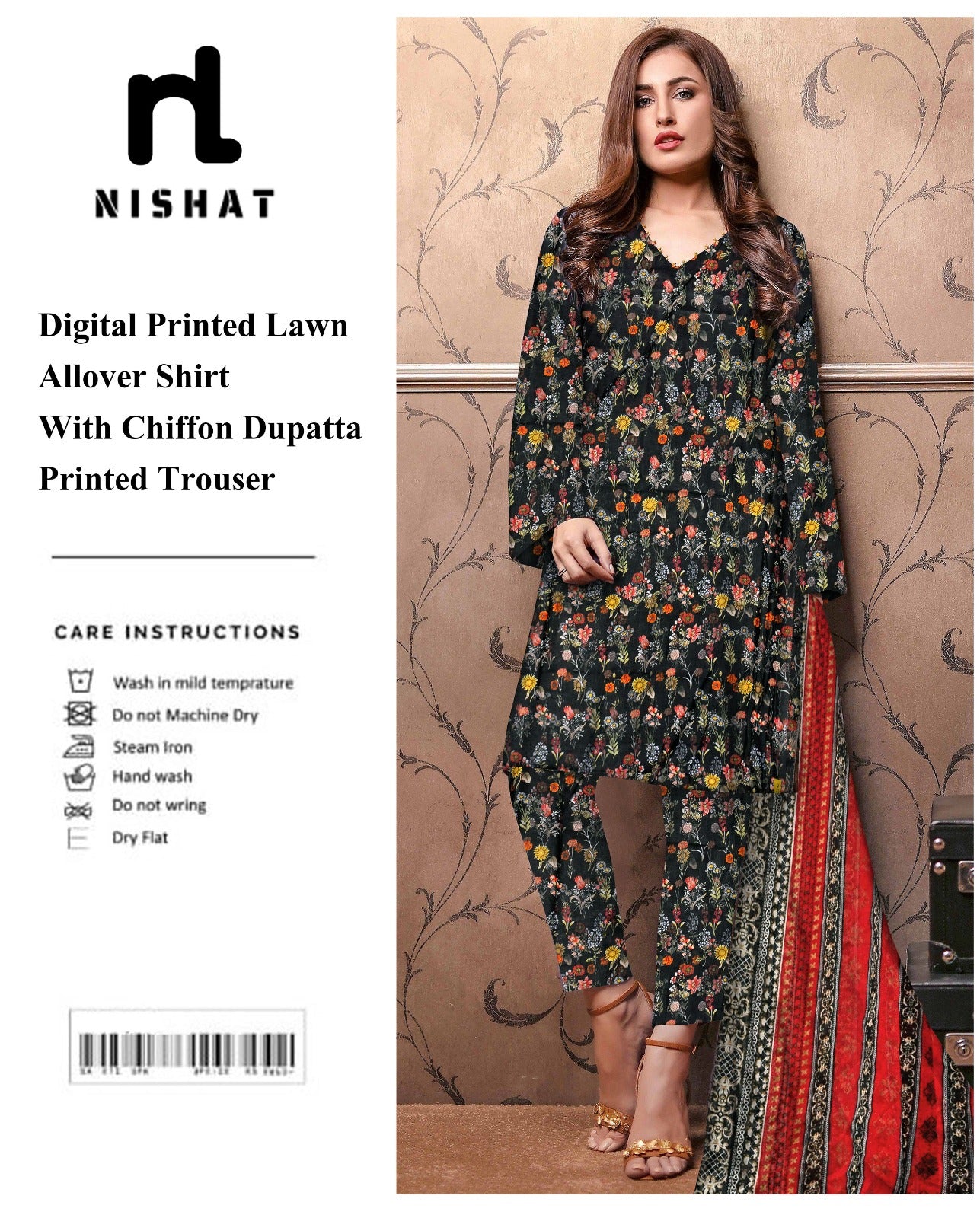 GulAhmed & Nishat Printed With Chiffon Dupatta 3P