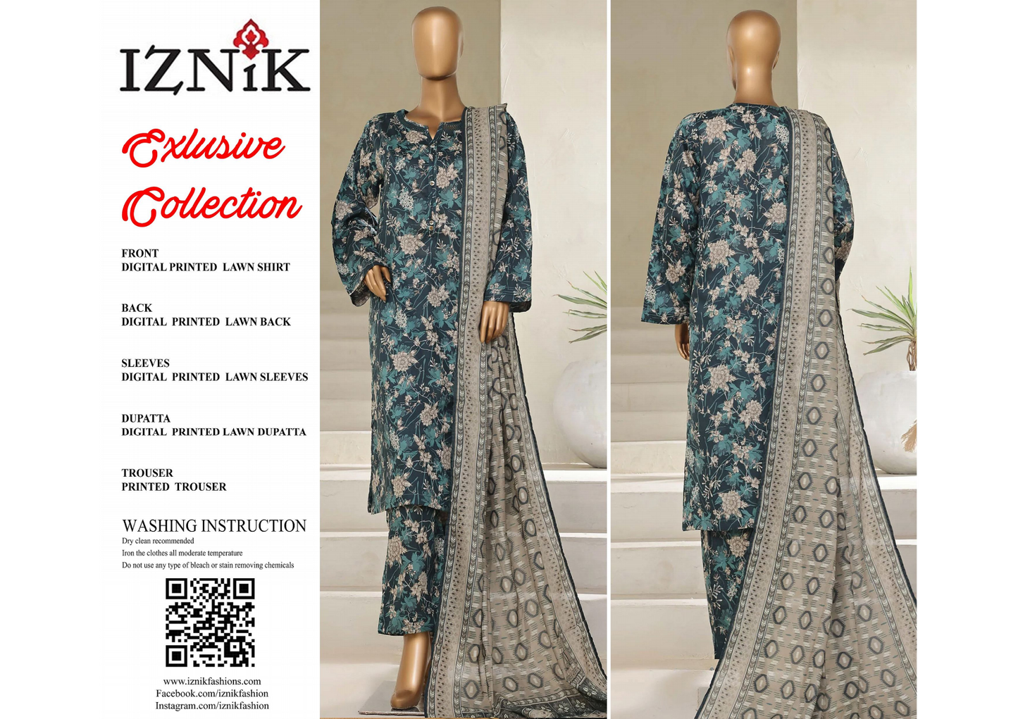 Iznik Lawn Unstitched 3 Pieces in Wholesale Price 🔥🧡