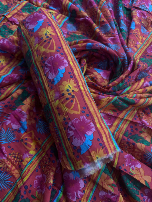 Digital Printed Dark Pink Linen Allover 2Pcs