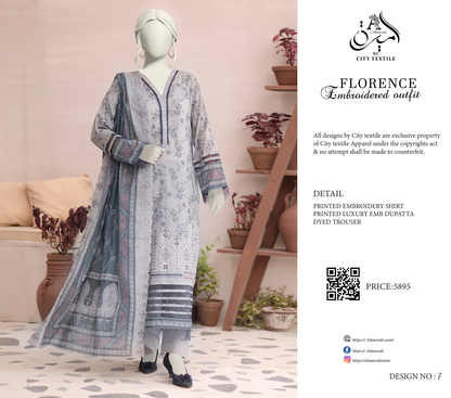 🧡🔥 ALMEERAH FLORENCE Embroidery Cutwork Dupatta 3 Pieces 🔥❤️