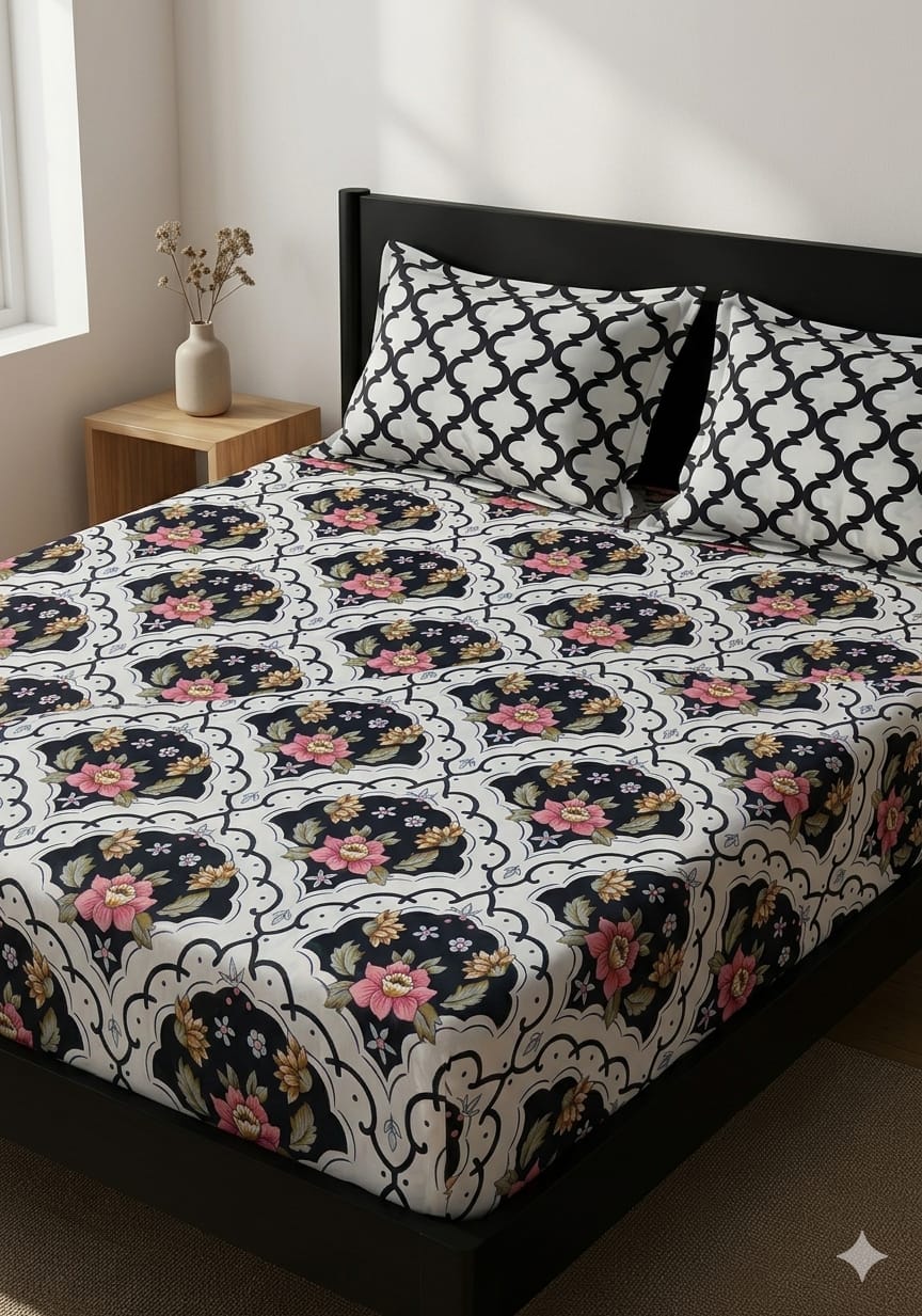 SALONIKA PURE COTTON BEDSHEETS Most Demanding Collection Full Printed King Size Bedsheets