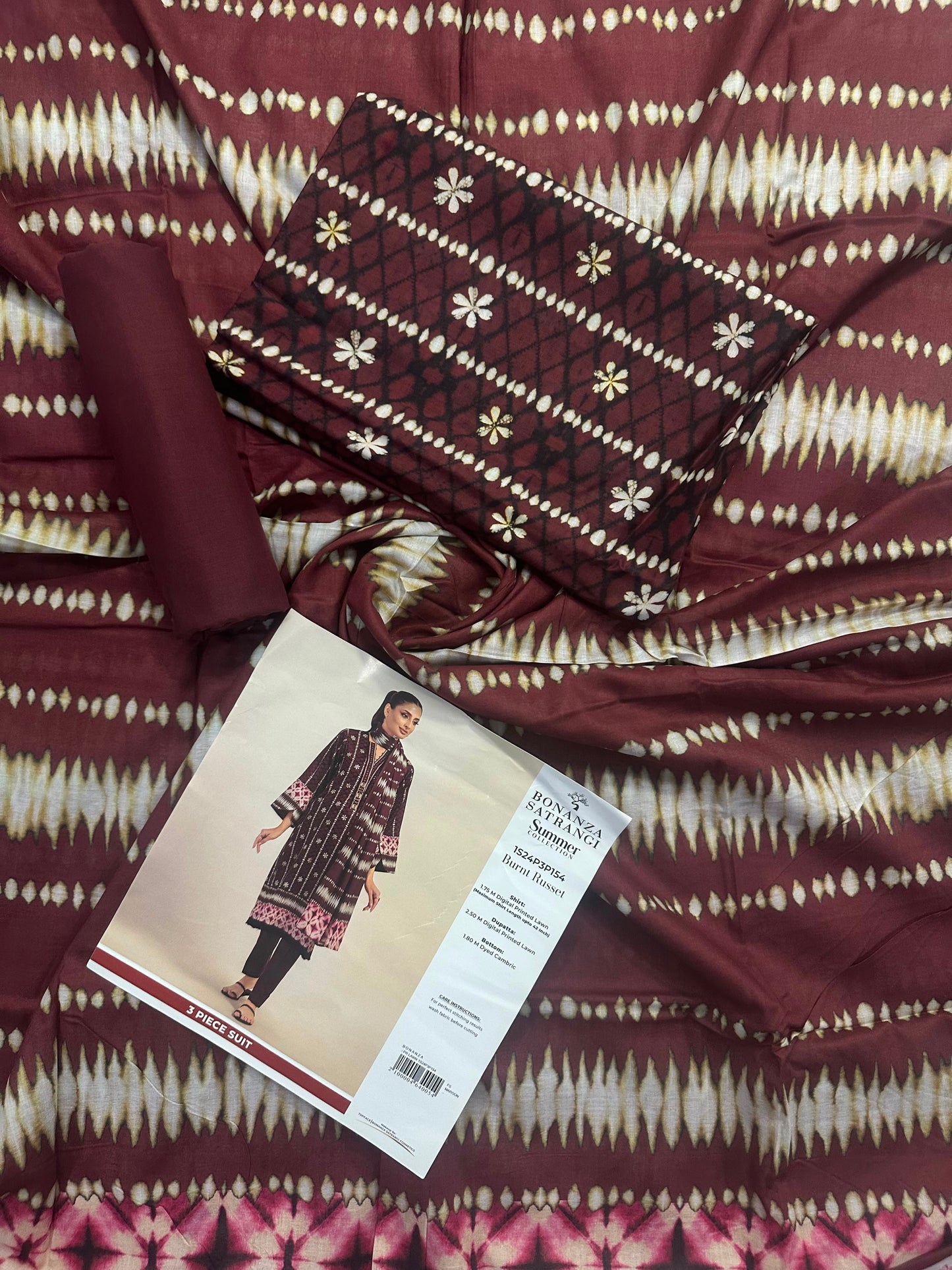 Bonanza Satrangi 1S24P3P154 Barnt Russet 3 PCs Lawn
