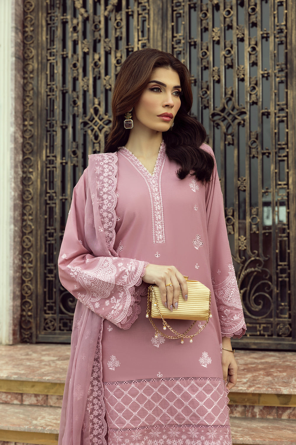 Lakhany T-Pink Eid Collection Unstitched ChikanKari 3 Piece 🔥