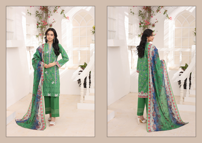 Bonanza Emerald Green Embroidery 3pcs Unstitched Collection