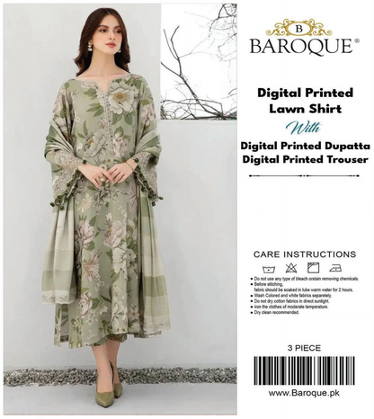 Baroque Unstitched Lawn 3 Pieces in Wholesale Price 🔥❤️
