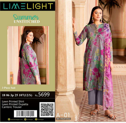 🌸 LIMELIGHT 🌸☀️ Summer 2025 ☀️💎 3 Piece Unstitched Lawn 💎