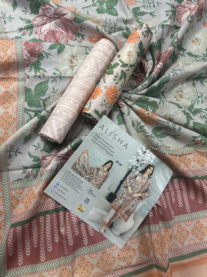 ALISHA D-07 DIGITAL PRINTED LAWN  3PCS