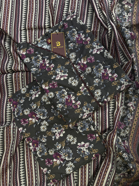Bin Saeed Brown Stitched 3Pcs