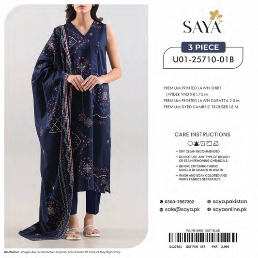 🔰💖 SAYA SUMMER COLLECTION 💖🔰 🌞👗 3 PIECE UNSTITCHED LAWN 👗🌞
✨ Premium Quality | Elegant Prints | Summer Ready 🌸☀️💫