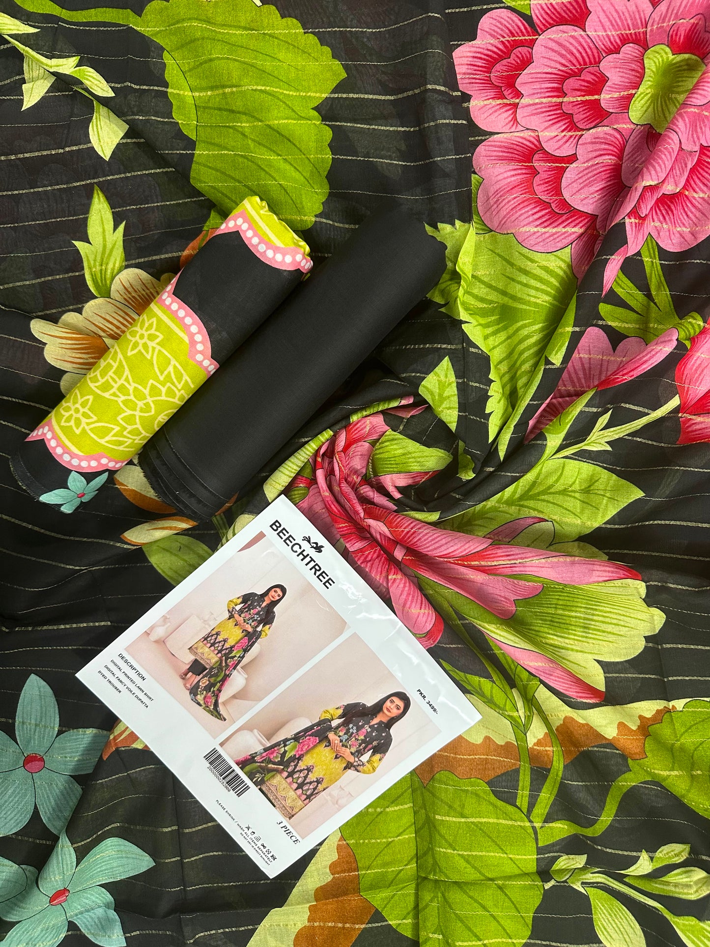 BeechTree Black-Gold  Printed 3PCs