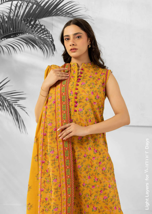 ZELLBURY Unstitched 3pcs Lawn Collection D.C:- WUS26X30424