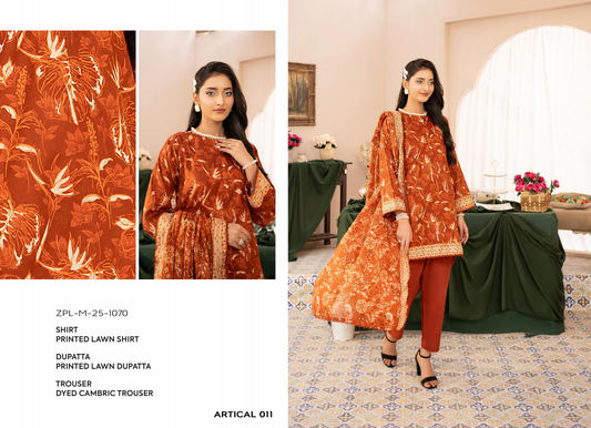 Zesh Unstitched Lawn 3 Piece 100% Original 🔥❤️
