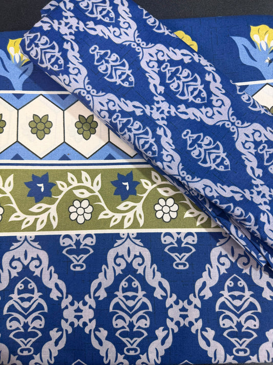 Salonika Blue Double Bed Bedsheets