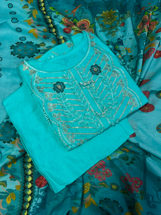 BQ EMBROIDERY BLUE STITCHED 3PCS RANDOMLY DESIGN