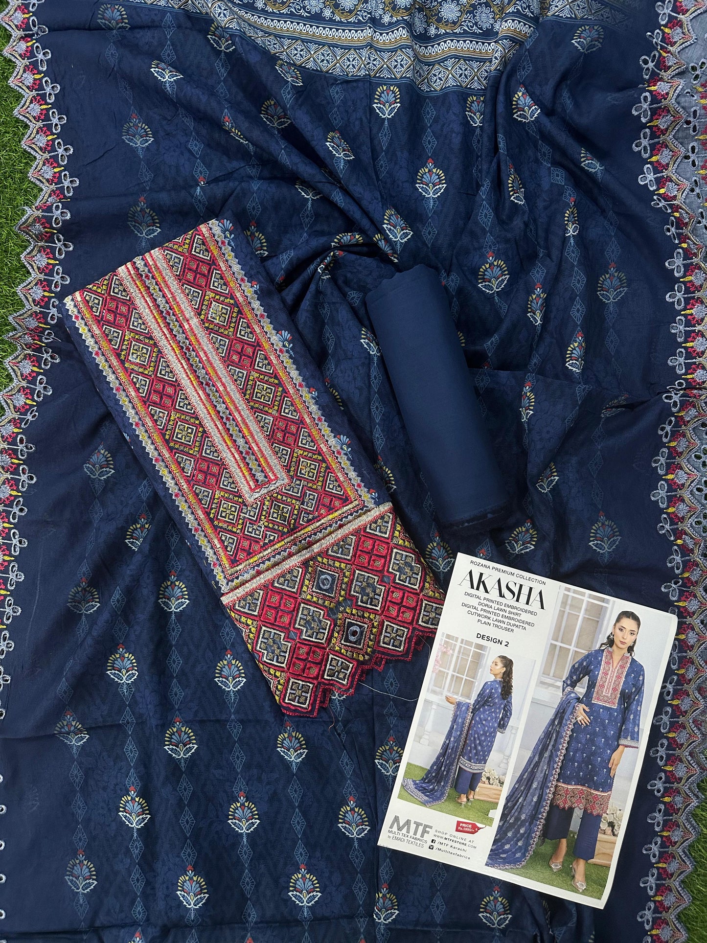 MTF AKASHA DIGITAL PRINTED EMBROIDERED DORIA LAWN COLLECTION