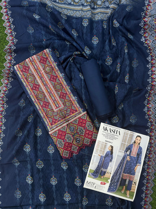 MTF AKASHA DIGITAL PRINTED EMBROIDERED DORIA LAWN COLLECTION