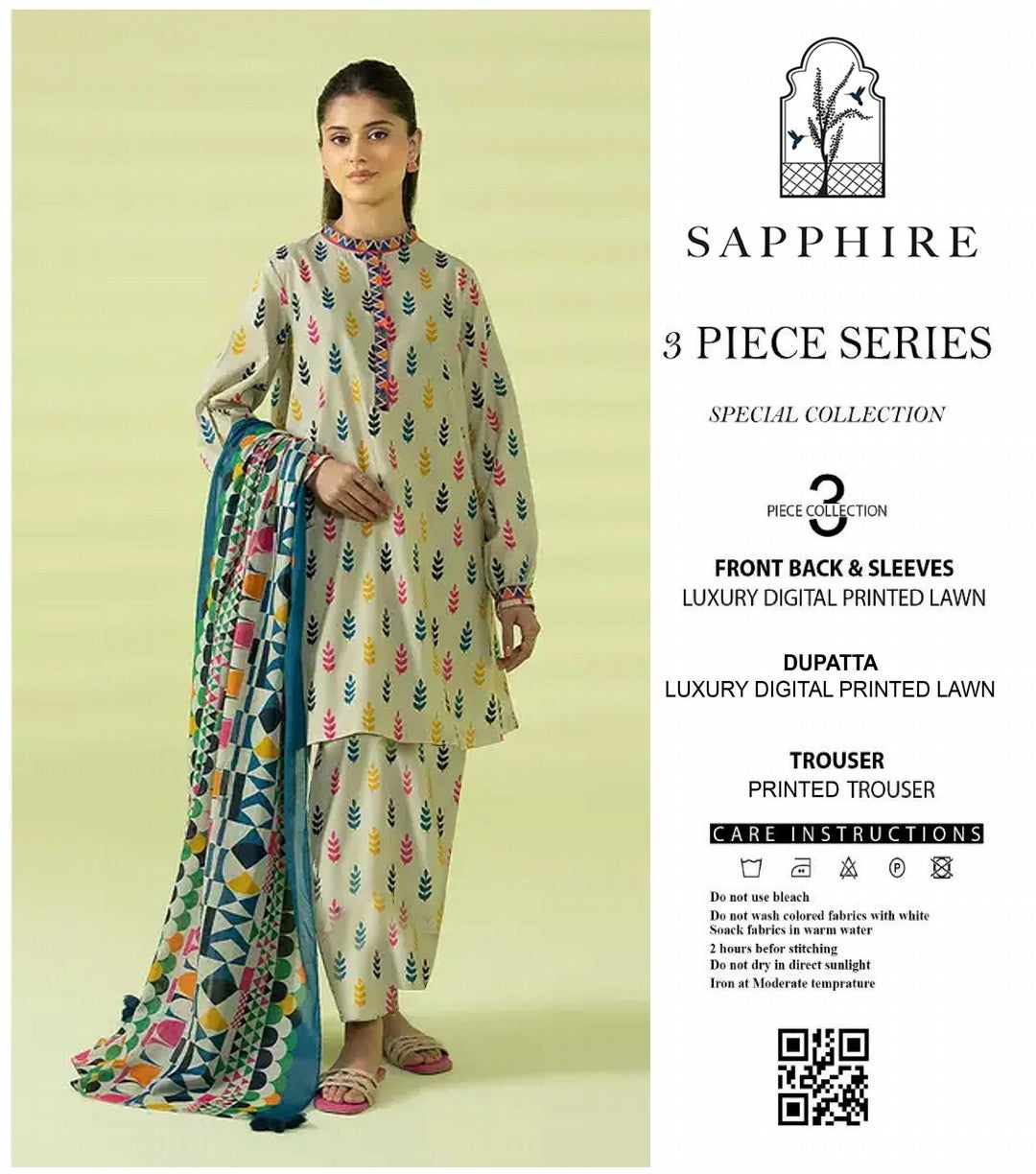 Sapphire Flora Unstitched Lawn 3 Pieces in Wholesale Price 🔥❤️