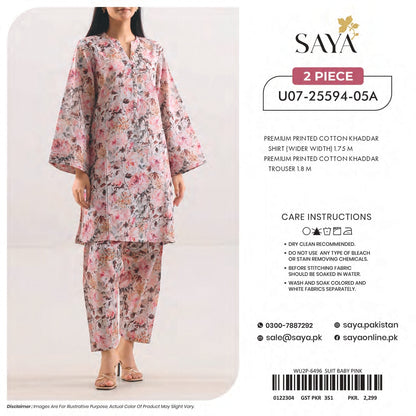 SAYA 100% ORIGINAL Unstitched Cotton Khaddar 2 Piece 🔥❤️