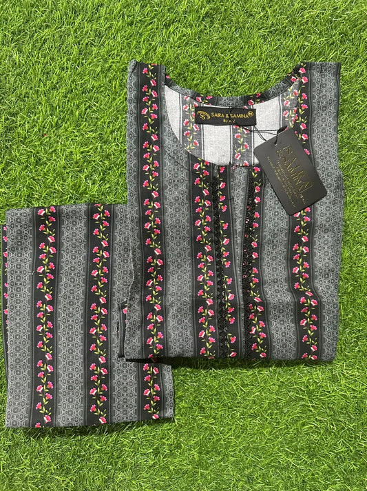 Saira & Samina Stitched CORDSET 2PCs Pure Lawn – Ready to Wear Collection