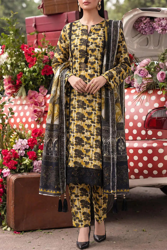 Mustard Yellow Floral Fusion By Almeerah