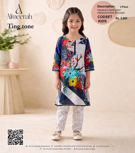 Almeerah Ting Tone Unstitched Kids 2Pcs Collection