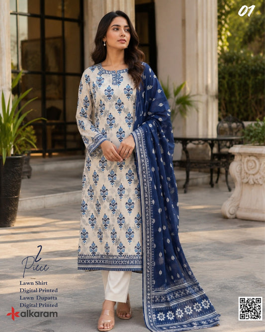 Alkaram Prints 2PC Unstitched Collection S+D