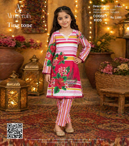 Almeerah Ting Tone Unstitched Kids 2Pcs Collection