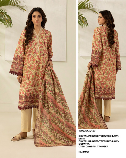 ZELLBURY Unstitched Lawn Collection 2026 Design #WUS26X30427