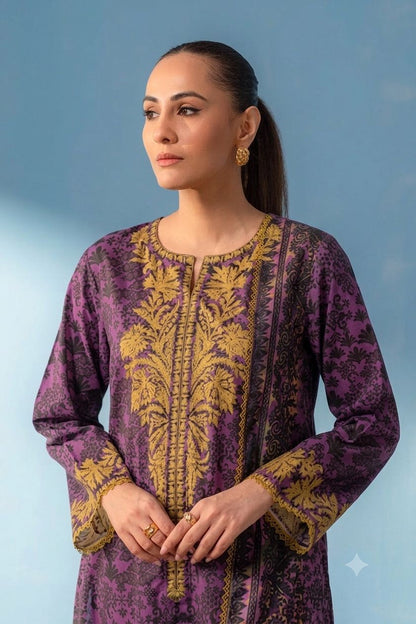 Ego Purple Printed Lawn Unstitched Shirt Piece