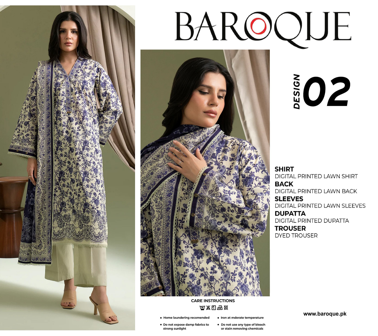Baroque Purple D-02 Printed Lawn Collection