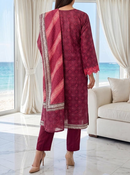 Fleur By Almeerah - Magenta Flame – Digital Chundri Lawn