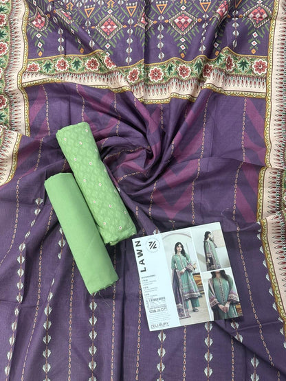 ZELLBURY Unstitched 3pcs Lawn Collection D.C:- WUS26X30883