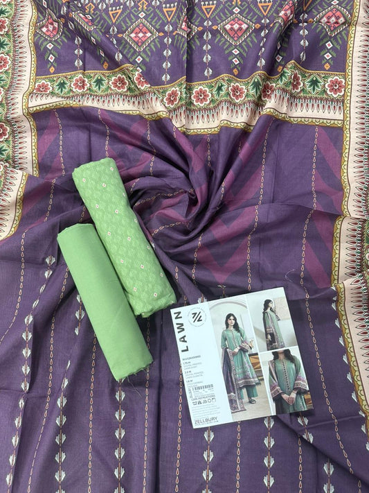 ZELLBURY Unstitched 3pcs Lawn Collection D.C:- WUS26X30883