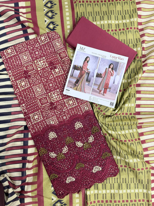 Luxury Summer Collection 
LASER KARI BY MOOSAJEE Design# D-0301-04