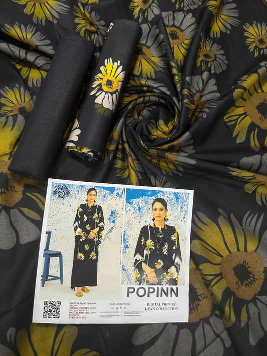 Popinn Black Printed Lawn Collection