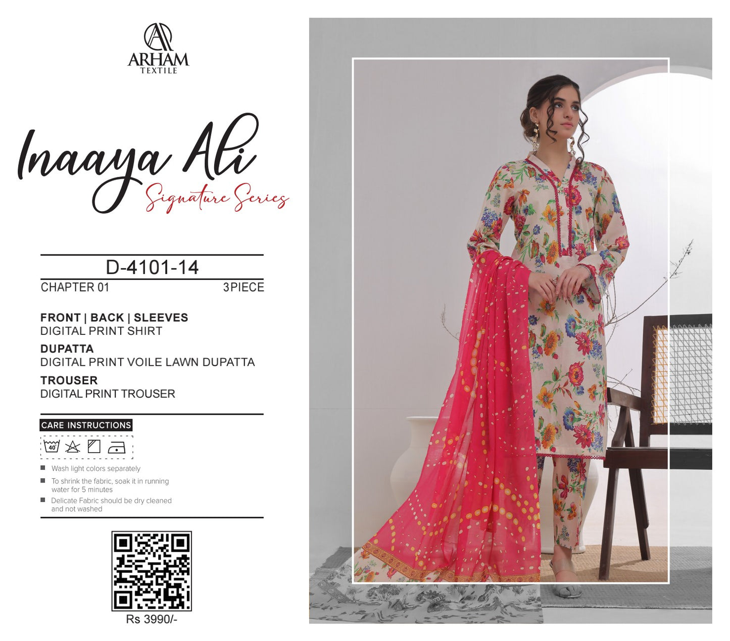 Inaaya Ali By ARHAM TEXTILE 3P