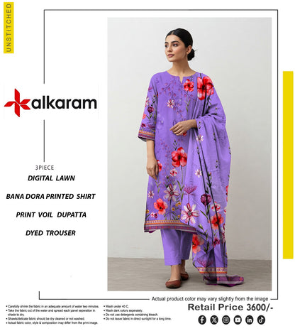 🔥 ALKARAM Tanadora – Premium Luxury Collection 🔥 Soft Lilac / Lavender (Halki Jamuni) light purple