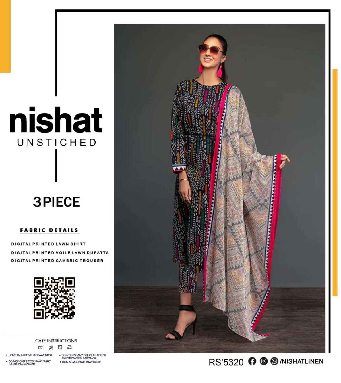 NISHAT LAWN UNSTITCHED SAME AS ORIGINAL 3PCS