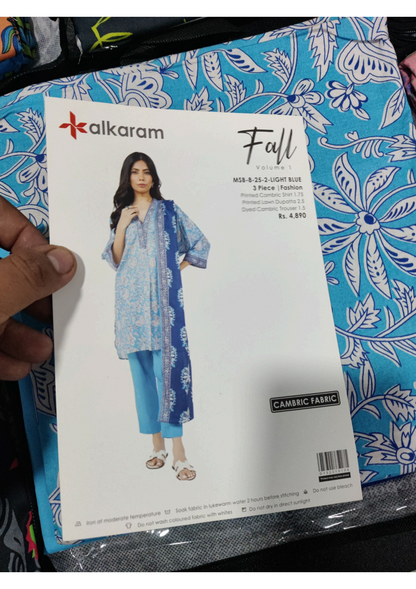 Alkaram 100% Original Cotton Camric 3 Piece 😉🧡 2k25