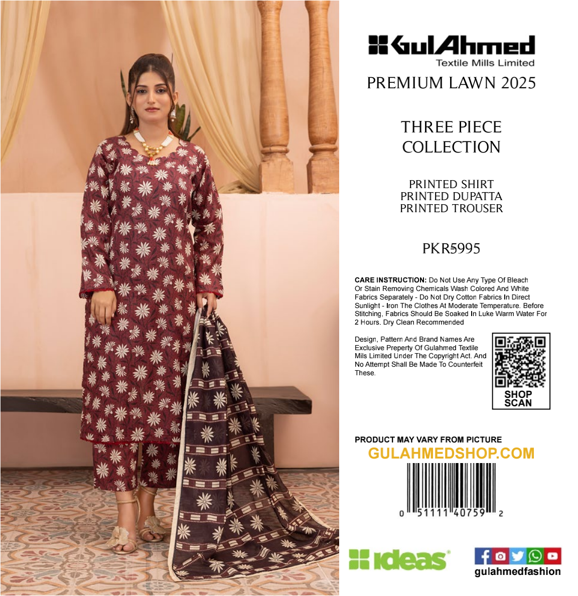GulAhmed Lawn Zaman Original 3 PIECE