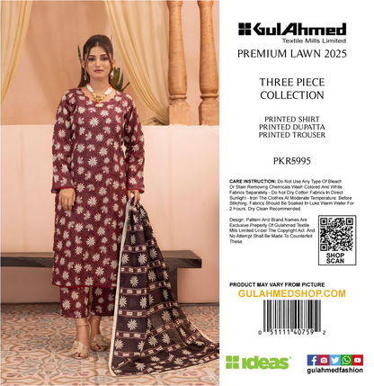 GulAhmed Lawn Zaman Original 3 PIECE