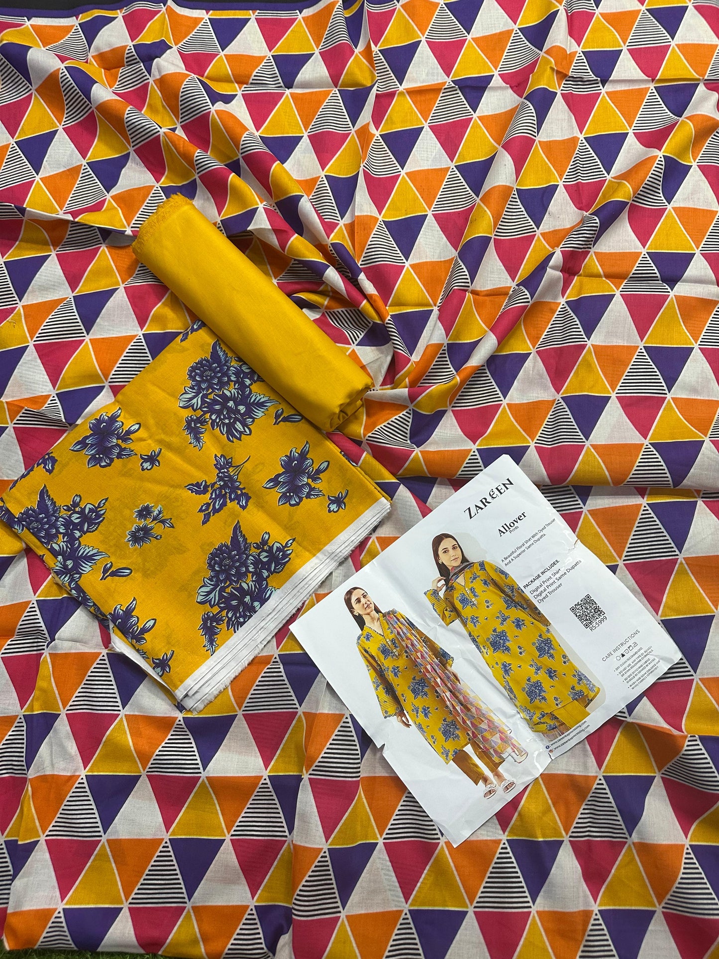 ZAREEN Yellow 3pcs Allover