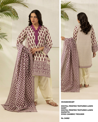 ZELLBURY Unstitched Lawn Collection 2026 Design #WUS26X30487